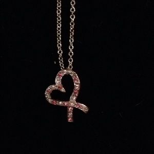 Cookie Lee Crystal Breast Cancer Ribbon Necklace